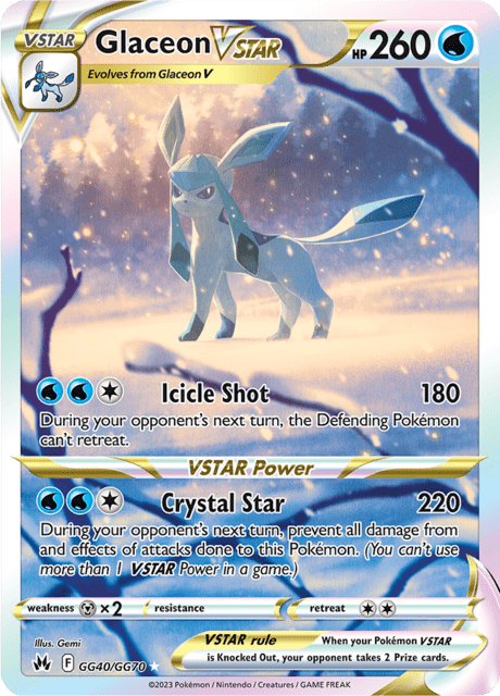 Glaceon VSTAR gg40/gg70 - Crown Zenith (CRZ) NM