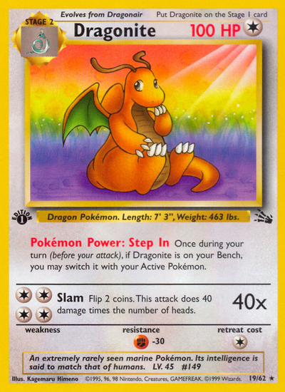 Dragonite 19/62 [1st Edition] - Fossil (FO) LP