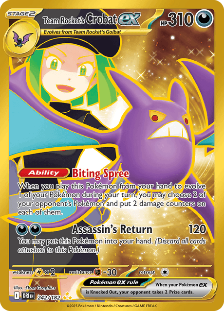 Team Rocket's Crobat ex 242/182 - Destined Rivals (DRI) NM