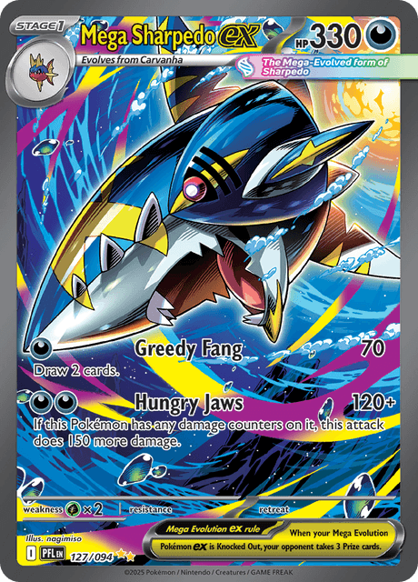 Mega Sharpedo ex 127/94 - Phantasmal Flames (PFL) NM