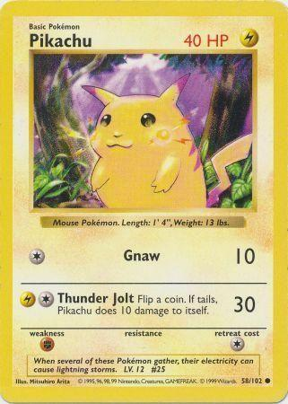 Pikachu 58/102 [Shadowless] - Base Set (BS) LP