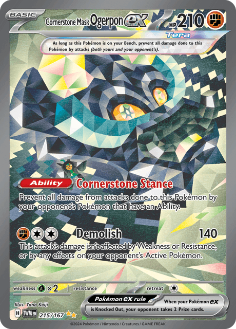 Cornerstone Mask Ogerpon ex 215/167 - Twilight Masquerade (TWM) NM
