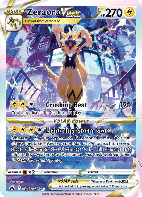 Zeraora VSTAR gg43/gg70 - Crown Zenith (CRZ) NM
