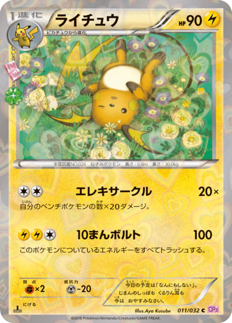 Raichu 11/32 - Japanese PokeKyun Collection (CP3) NM