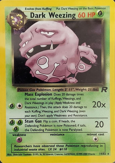 Dark Weezing 14/82 - Team Rocket (TR) NM