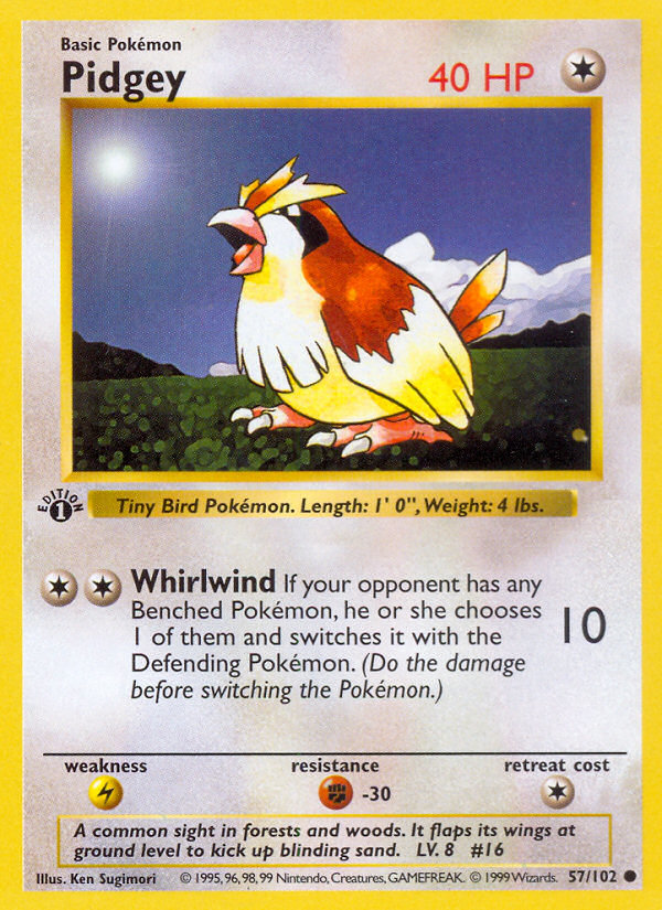 Pidgey 57/102 [1st Edition] - Base Set (BS) LP