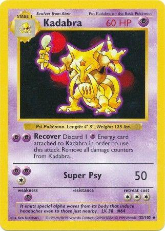 Kadabra 32/102 [Shadowless] - Base Set (BS) LP