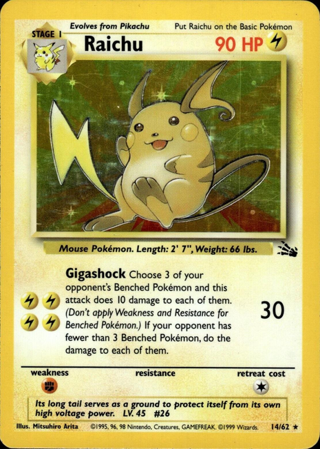 Raichu 14/62 - Fossil (FO) HP