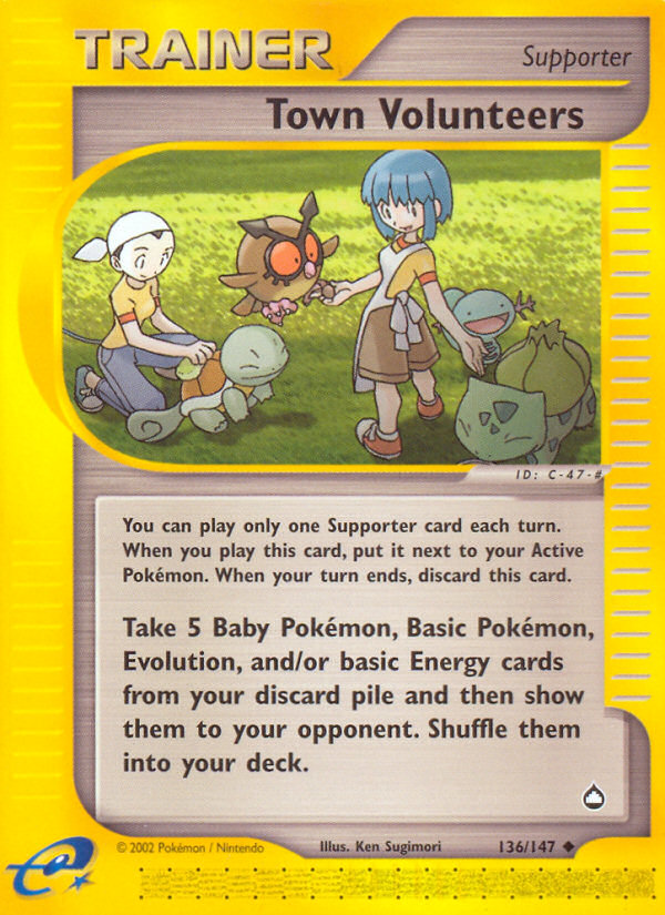 Town Volunteers 136/147 [Reverse Holo] - Aquapolis (AQ) LP