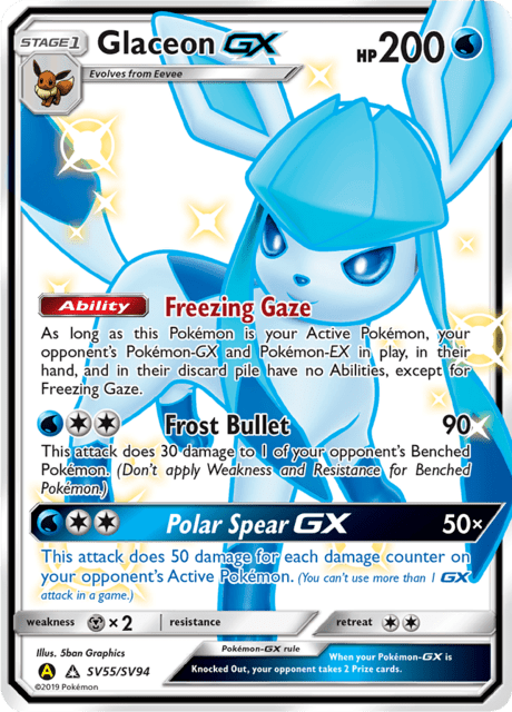 Glaceon GX sv55/sv94 - Hidden Fates (HIF) NM