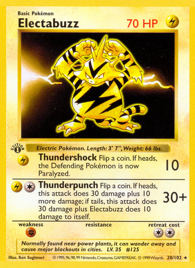 Electabuzz 20/102 [1st Edition] - Base Set (BS) LP