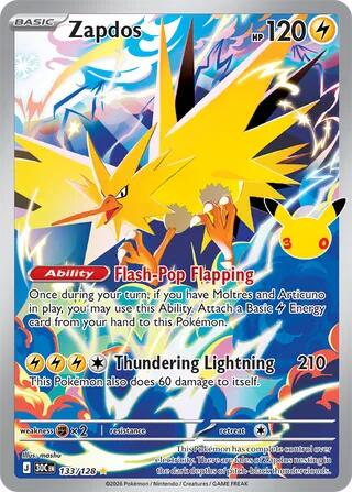 Zapdos 133/128 - 30th Celebration NM