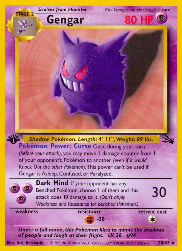 Gengar 20/62 [1st Edition] - Fossil (FO) LP