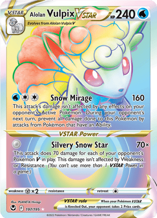 Alolan Vulpix VSTAR 197/195 - Silver Tempest (SIT) NM