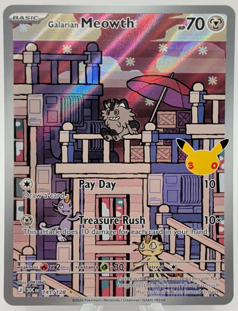 Galarian Meowth 141/128 - 30th Celebration NM