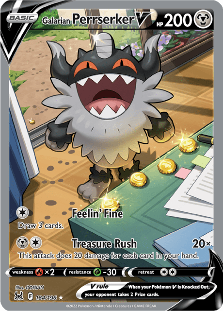 Galarian Perrserker V 184/196 - Lost Origin (LOR) NM
