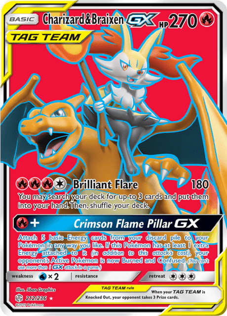 Charizard & Braixen GX 212/236 - Cosmic Eclipse (CEC) NM