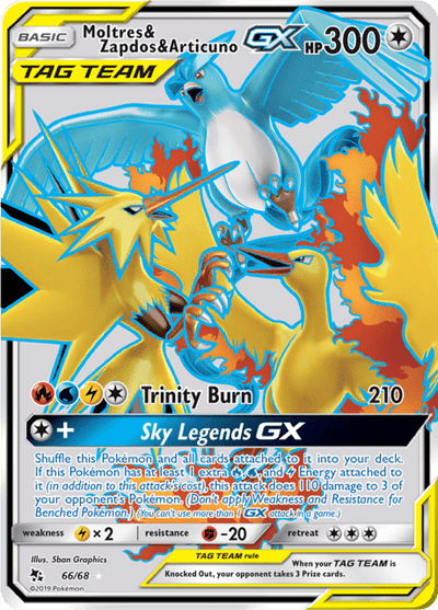 Moltres & Zapdos & Articuno GX 66/68 - Hidden Fates (HIF) NM