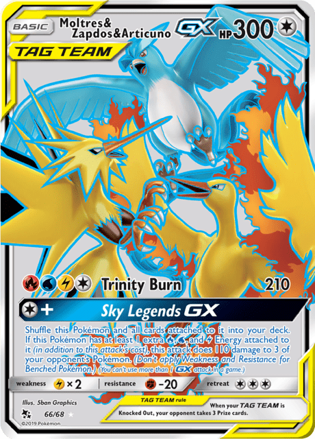 Moltres & Zapdos & Articuno GX 66/68 - Hidden Fates (HIF) NM