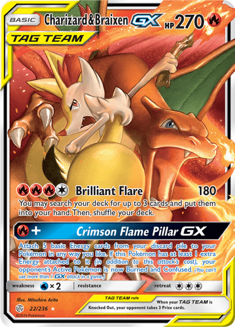 Charizard & Braixen GX 22/236 - Cosmic Eclipse (CEC) NM