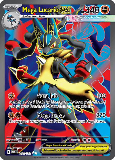 Mega Lucario Ex 160/132 - Mega Evolution (MEG) NM