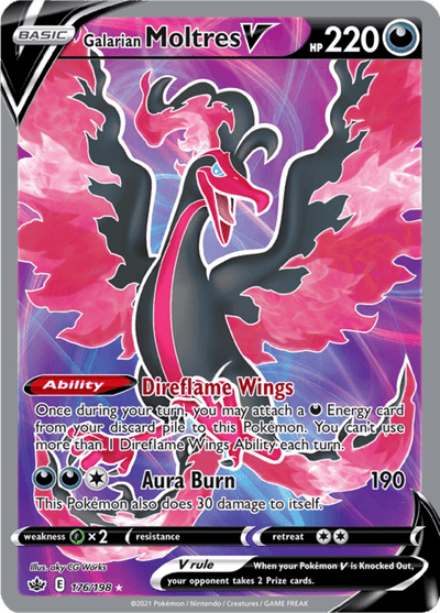 Galarian Moltres V 176/198 - Chilling Reign (CRE) NM