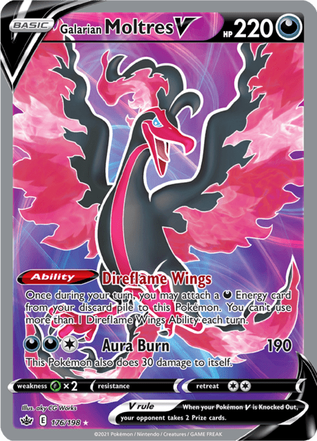 Galarian Moltres V 176/198 - Chilling Reign (CRE) NM