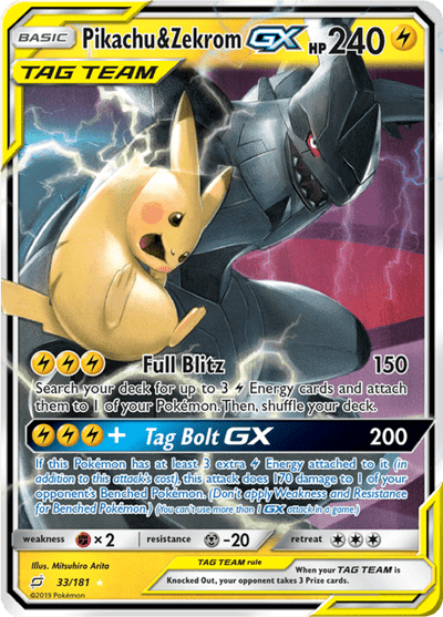 Pikachu & Zekrom GX 33/181 - Team Up (TEU) LP