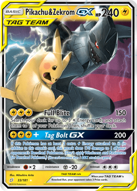 Pikachu & Zekrom GX 33/181 - Team Up (TEU) LP