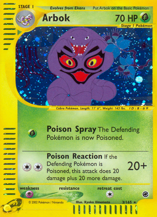 Arbok 3/165 [Reverse Holo] - Expedition (EX) MP