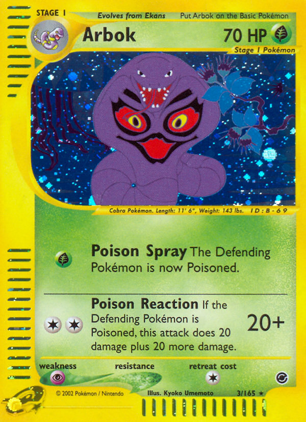 Arbok 3/165 [Reverse Holo] - Expedition (EX) MP