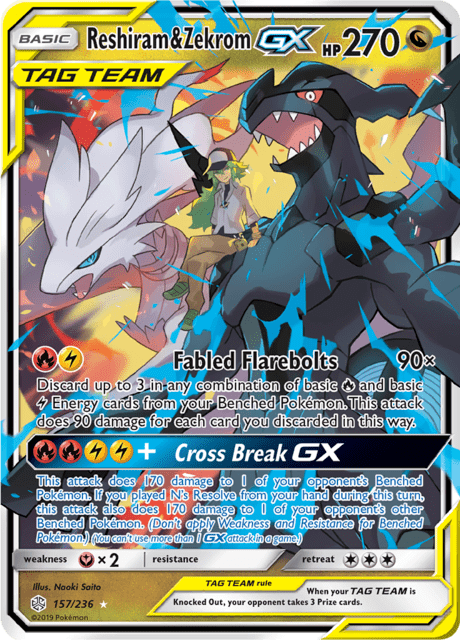 Reshiram & Zekrom GX 157/236 - Cosmic Eclipse (CEC) LP