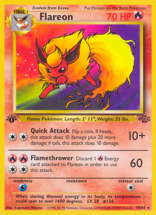 Flareon 19/64 [1st Edition] - Jungle (JU) NM