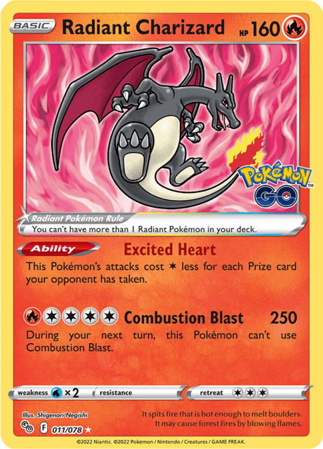 Radiant Charizard 11/78 - Go (PGO) NM