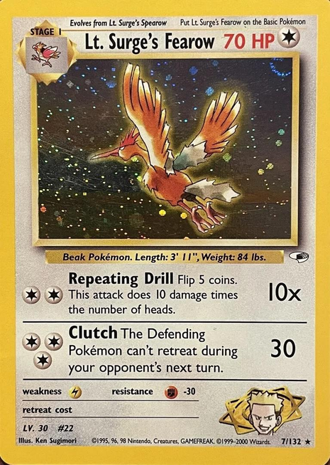 Lt. Surge's Fearow 7/132 - Gym Heroes (G1) DMG