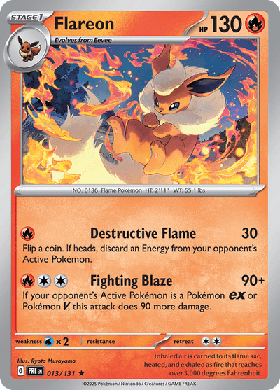 Flareon 13/131 [Master Ball] - Prismatic Evolutions (PRE) NM