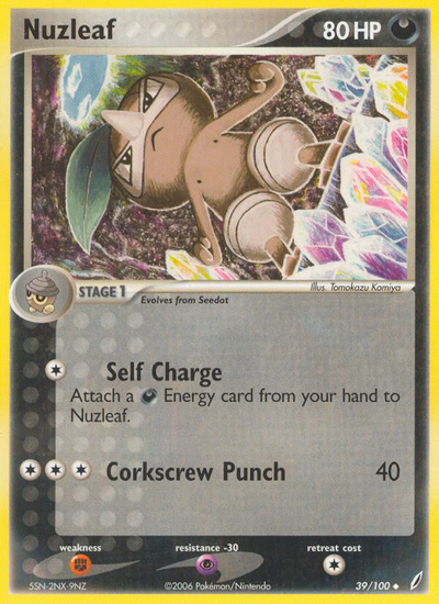Nuzleaf 39/100 [Reverse Holo] - Crystal Guardians (CG) MP