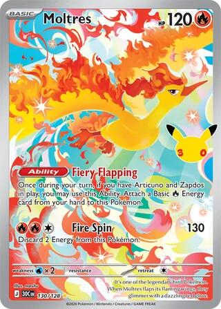 Moltres 130/128 - 30th Celebration NM