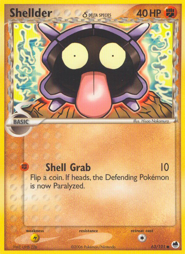 Shellder 63/101 [Reverse Holo] - Dragon Frontiers (DF) LP