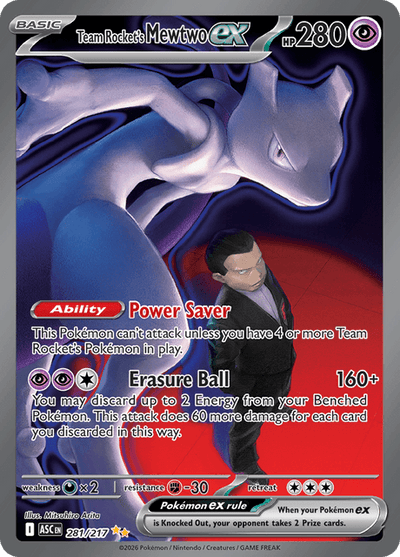 Team Rocket's Mewtwo Ex 281/217 - Ascended Heroes (ASC) NM