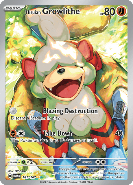 Hisuian Growlithe 181/167 - Twilight Masquerade (TWM) NM