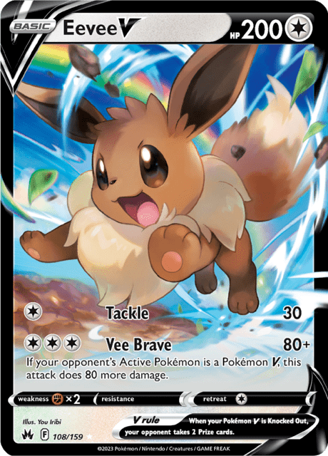 Eevee V 108/159 - Crown Zenith (CRZ) PSA 9