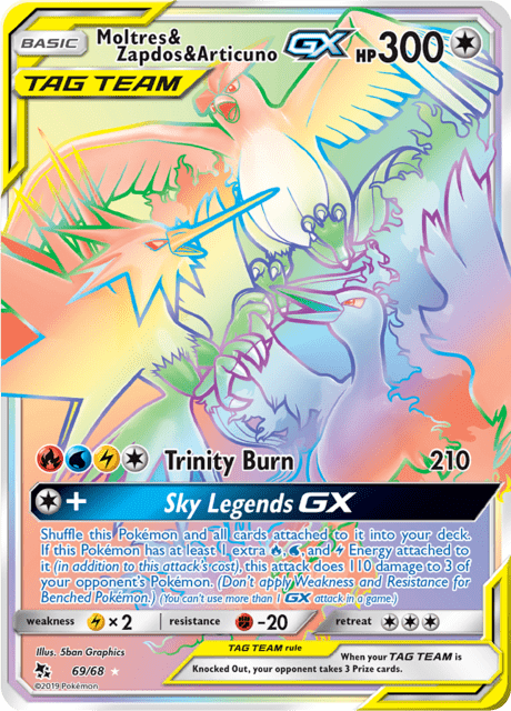 Moltres & Zapdos & Articuno GX 69/68 - Hidden Fates (HIF) NM