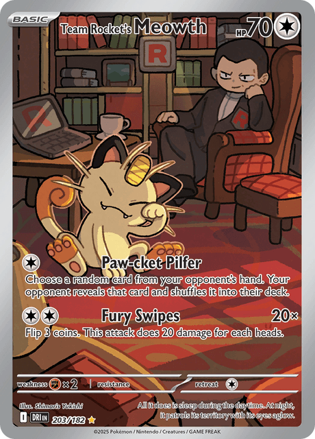 Team Rocket's Meowth 203/182 - Destined Rivals (DRI) Grading
