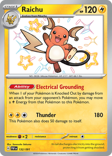 Raichu 132/91 - Paldean Fates (PAF) NM