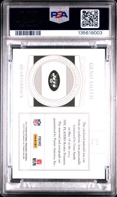 Geno Smith 2013 National Treasures True RPA /99 PSA 8 NM