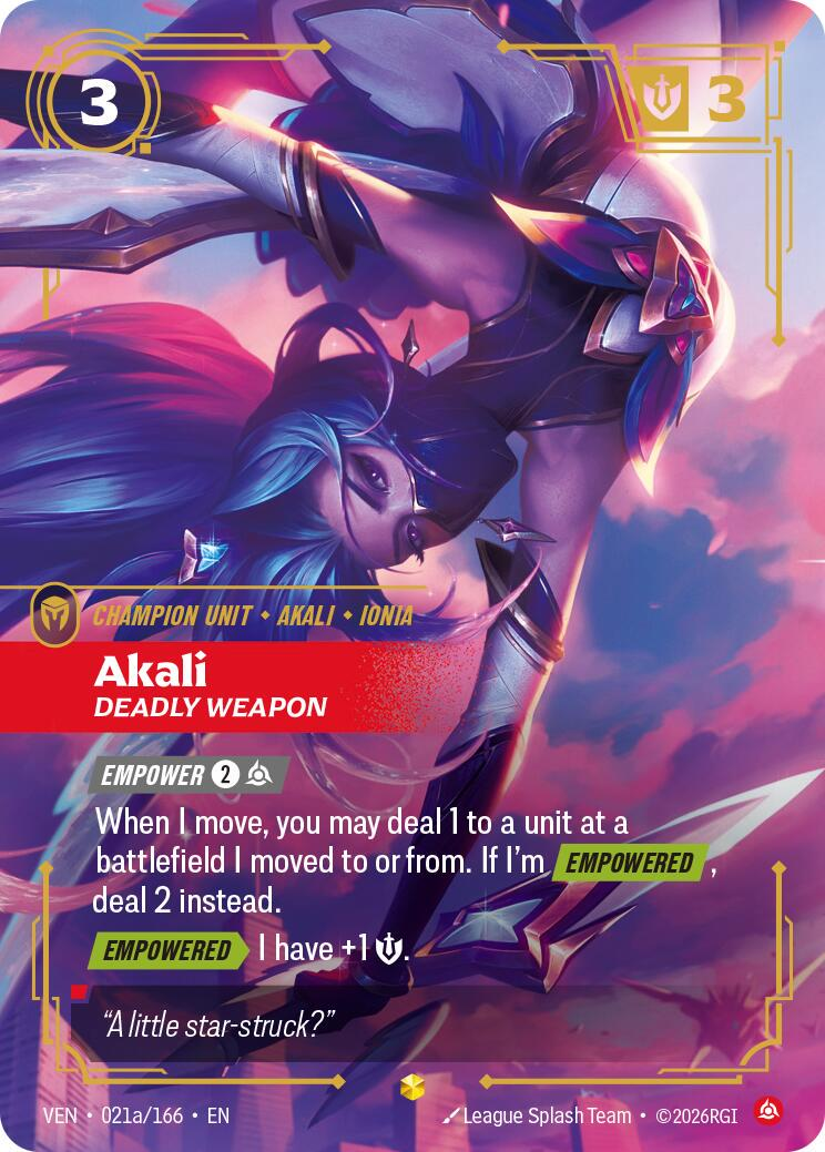 Akali, Deadly Weapon #21a/166 [Alternate Art] - Vendetta NM