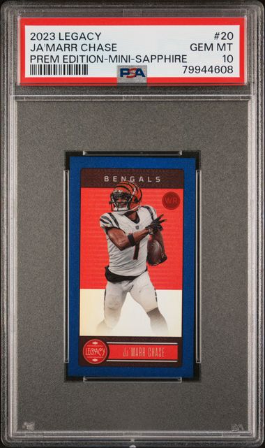 Ja'Marr Chase [Premium Sapphire Mini] #20 - 2023 Panini Legacy Football PSA 10