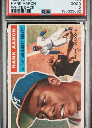 Hank Aaron PSA 2 GOOD 1956 Topps White Back