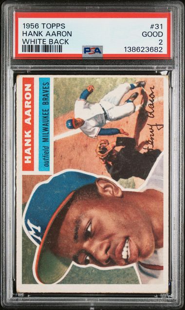 Hank Aaron PSA 2 GOOD 1956 Topps White Back